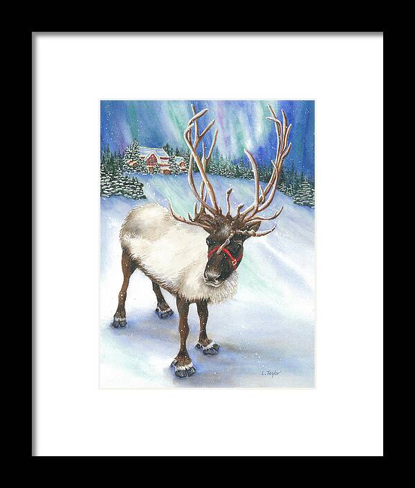 Reindeer Framed Print featuring the painting A Winter's Walk by Lori Taylor