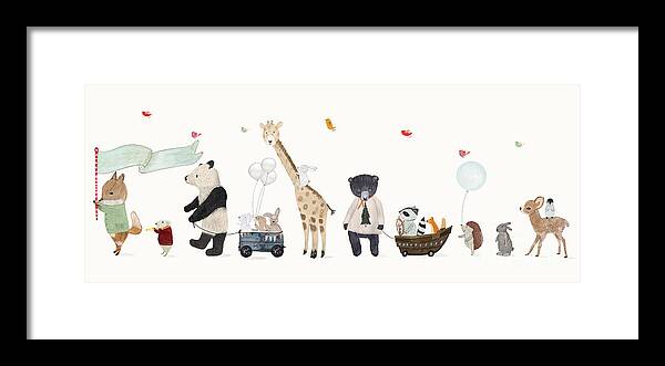 Nursery Art Framed Print featuring the painting A Woodland Parade Special Edition by Bri Buckley