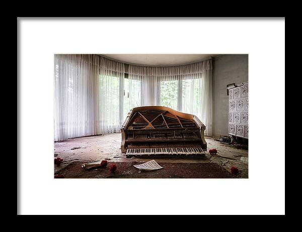 Urban Framed Print featuring the photograph Abandoned Piano with Flowers by Roman Robroek