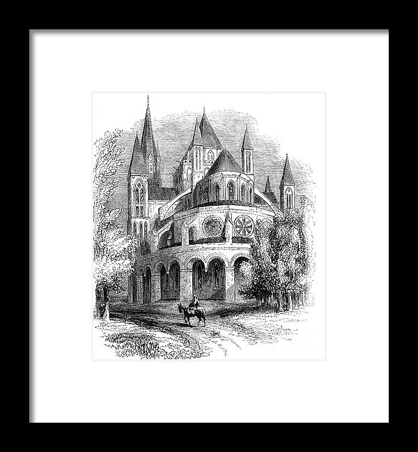 Horse Framed Print featuring the drawing Abbaye Aux Hommes, Caen, Normandy by Print Collector