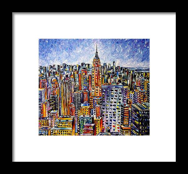 I Love New York Framed Print featuring the painting Above New York by Mirek Kuzniar