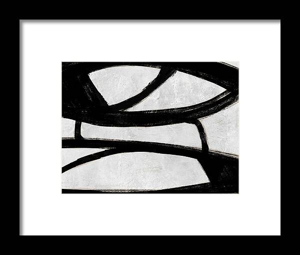 Minimalist And Tasteful Collection Of Mid-century Inspired Black And White Art. Beautiful And Clean Illustrations Framed Print featuring the mixed media Abstract Black and White No.19 by Naxart Studio