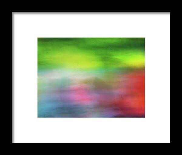 Abstract Framed Print featuring the photograph Abstract blurred rainbow lines background of fractal artwork by Teri Virbickis