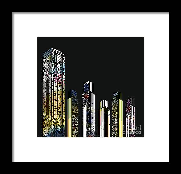 Scenics Framed Print featuring the digital art Abstract Colorful Modern Building by Shuoshu