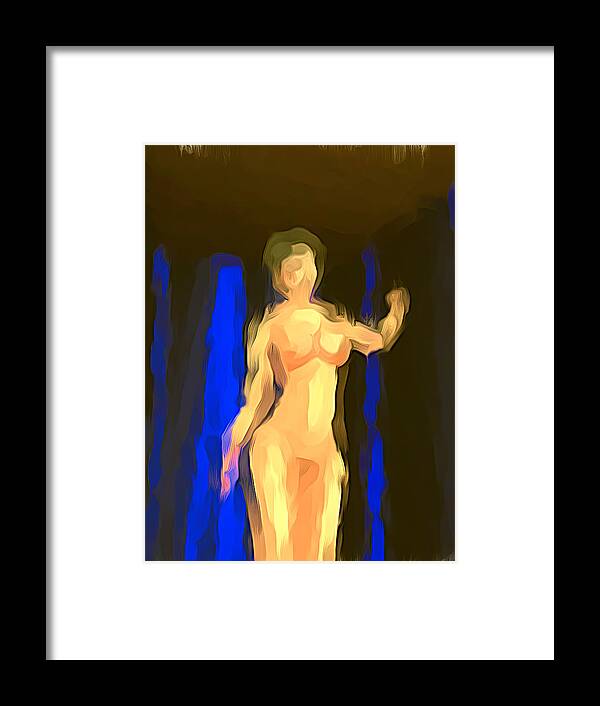 Abstract Nude Framed Print featuring the digital art Abstract Nude standing by Cathy Anderson