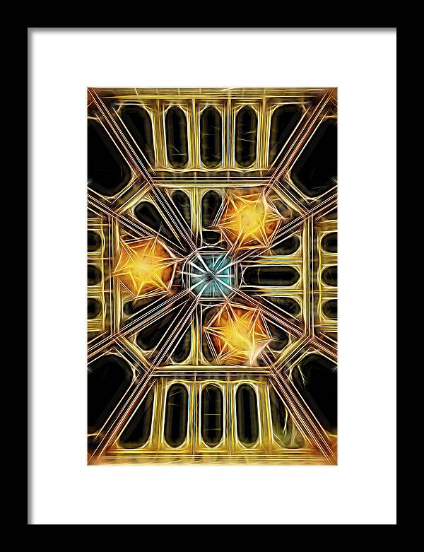 Color Framed Print featuring the digital art Abstract Yellow and Black Design by Rick Deacon
