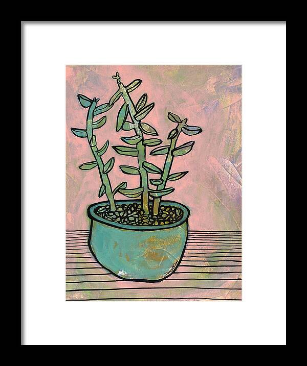 Succulent Framed Print featuring the painting Abundance by Darcy Lee Saxton