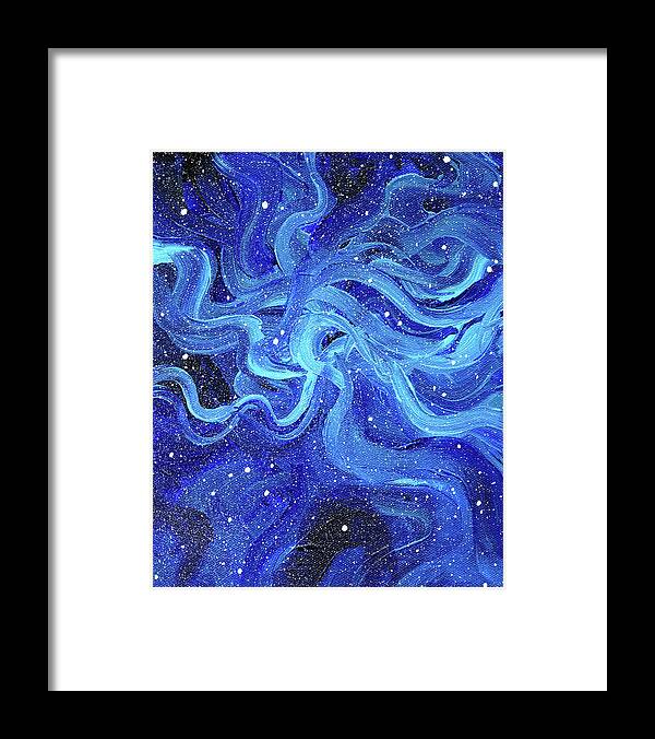 Space Framed Print featuring the painting Acrylic Galaxy Painting by Olga Shvartsur