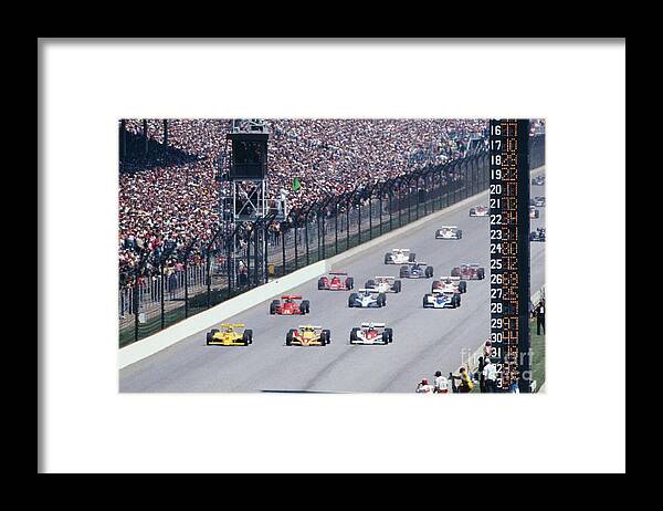 People Framed Print featuring the photograph Action During Indianapolis 500 by Bettmann