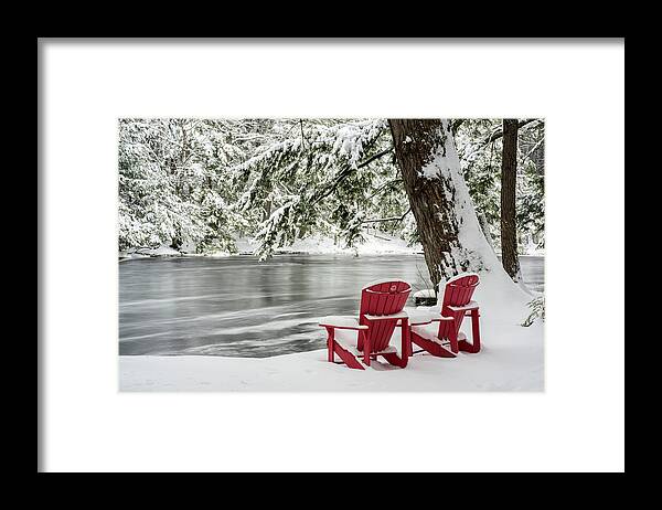 Scott Leslie Framed Print featuring the photograph Adirondack Chairs Along The Mersey by Scott Leslie