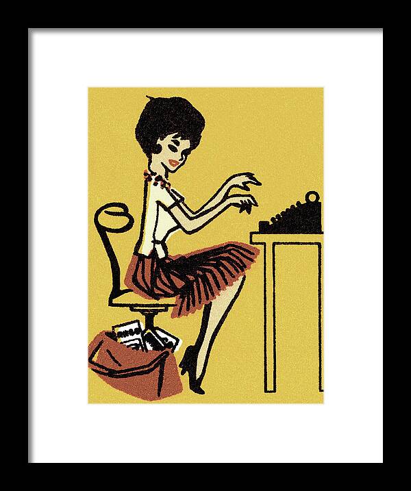 Administration Framed Print featuring the drawing Administrative Assistant Typing by CSA Images