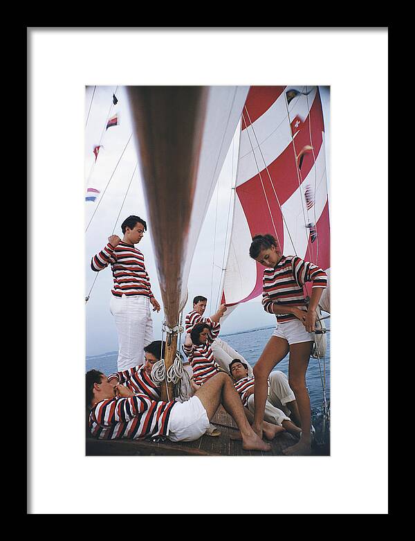 Young Men Framed Print featuring the photograph Adriatic Sailors by Slim Aarons