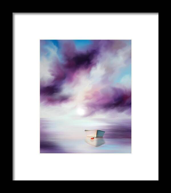 Adrift On Purple Waters Framed Print featuring the painting Adrift on Purple Waters by Mark Taylor