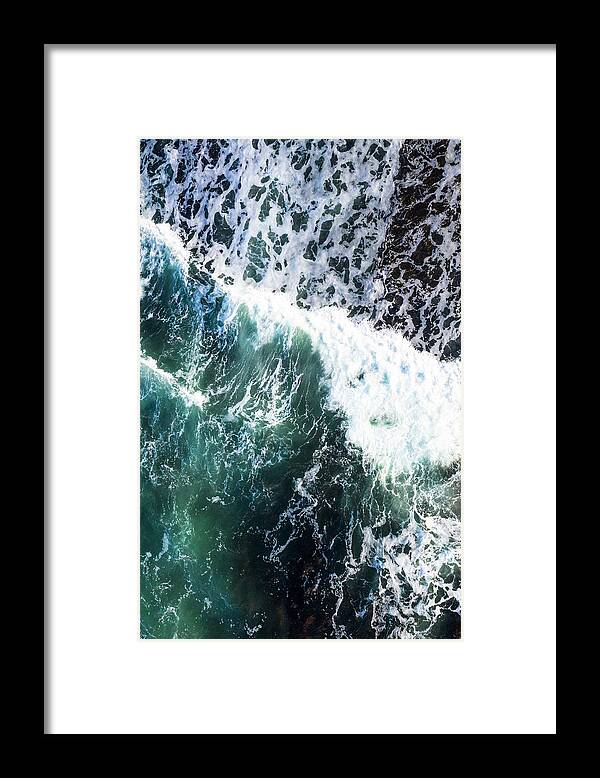 Aerial Framed Print featuring the photograph Aerial Drone Bird's Eye View Of Ocean In Ireland by Cavan Images