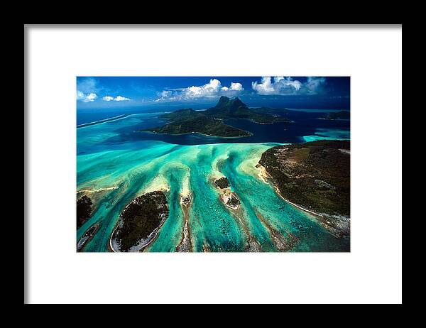 Archipelago Framed Print featuring the photograph Aerial View Of Bora Bora by Michel Renaudeau
