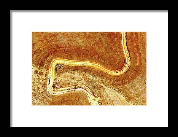 Outdoors Framed Print featuring the photograph Aerial View Of Dirt Road by Robert Cameriere