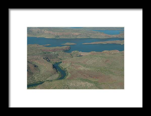 Dry Framed Print featuring the photograph Aerial View Of Reservoir, Dam And The Ord River. Lake by Rick Price / Naturepl.com