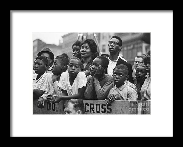 Rifle Framed Print featuring the photograph African Americans Behind Police Barrier by Bettmann