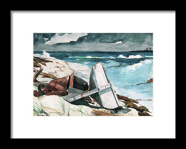 Winslow Homer Framed Print featuring the painting After the Hurricane, Bahamas - Digital Remastered Edition by Winslow Homer