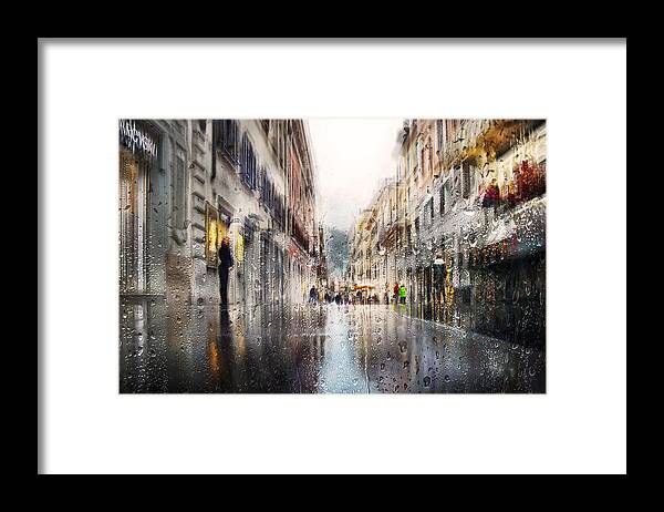 After Framed Print featuring the photograph After The Rain In The Alleys Of Rome by Nicodemo Quaglia