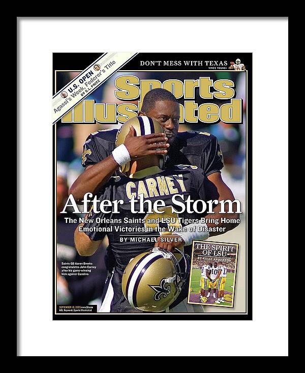 Magazine Cover Framed Print featuring the photograph After The Storm The New Orleans Saints And Lsu Tigers Bring Sports Illustrated Cover by Sports Illustrated