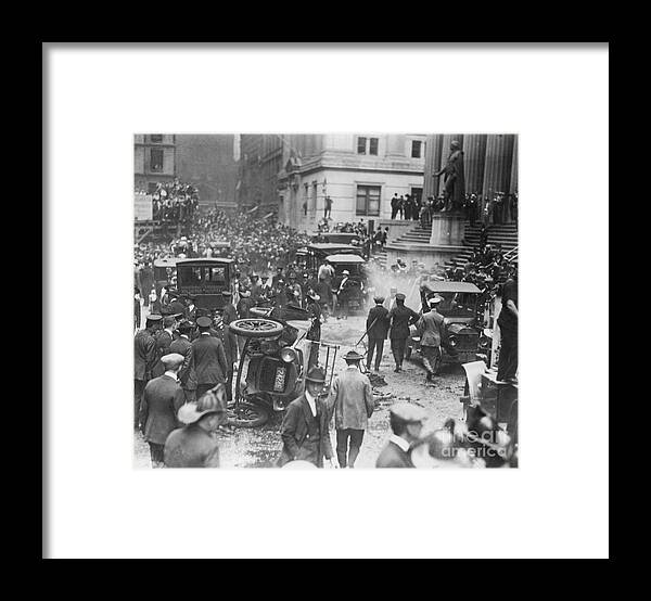 Crowd Of People Framed Print featuring the photograph Aftermath Of Wall Street Bombing In New by Bettmann