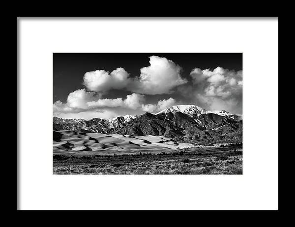 Monochrome Framed Print featuring the photograph Afternoon at the Dunes by Darren White