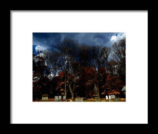 Cemetery Framed Print featuring the mixed media Afternoon in the Cemetery IV by Christopher Reed