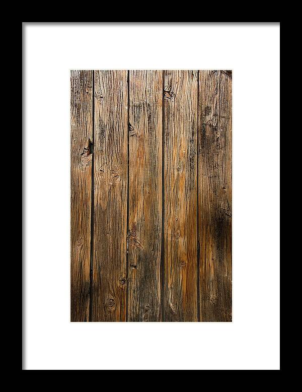 Material Framed Print featuring the photograph Aged Wooden Background With Vertical by Hanis