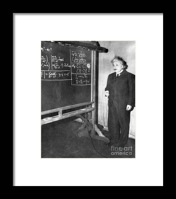 Physicist Framed Print featuring the photograph Albert Einstein Gives A Lecture by Bettmann