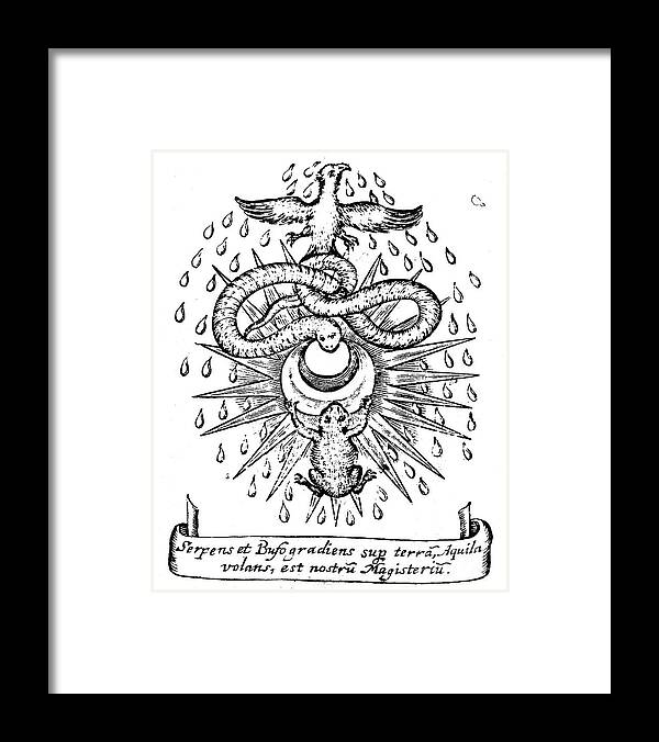 Volatile Framed Print featuring the drawing Alchemical Symbolism, 1652 by Print Collector