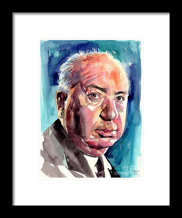Alfred Framed Print featuring the painting Alfred Hitchcock Portrait by Suzann Sines