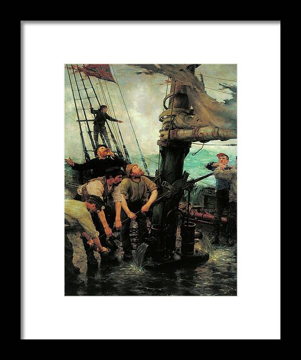 Henry Scott Tuke Framed Print featuring the painting All Hands to the Pumps by Henry Scott Tuke