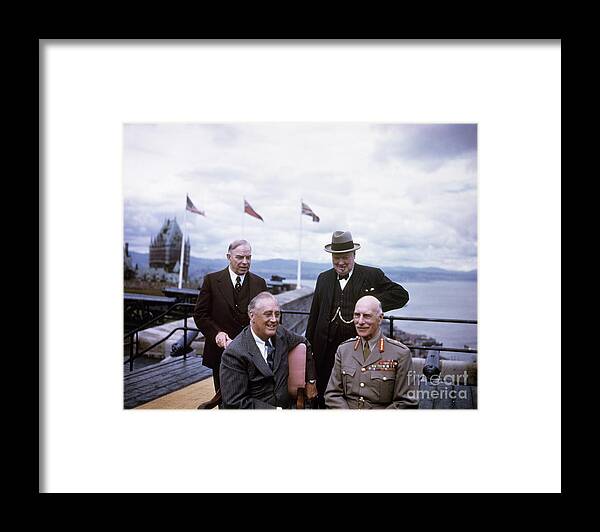 People Framed Print featuring the photograph Allied Conference Of 1943 In Quebec by Bettmann