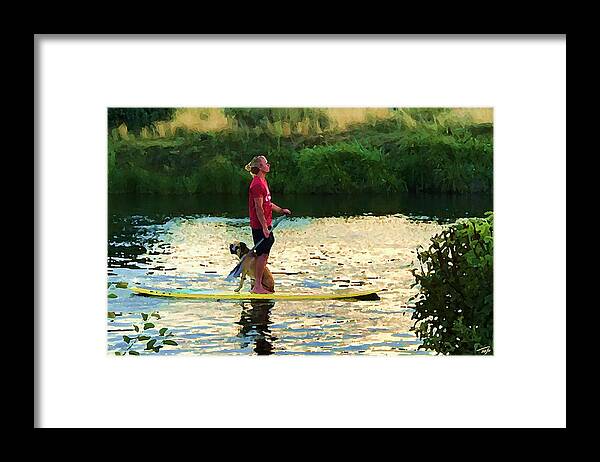 Paddle Board Framed Print featuring the photograph Along for the Ride by Tom Johnson