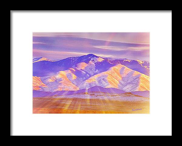 Sangre De Cristos Framed Print featuring the photograph Alpenglow Across Taos Plateau IV   by Anastasia Savage Ealy