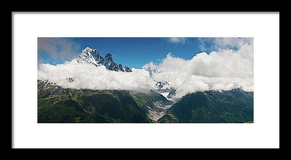 Scenics Framed Print featuring the photograph Alpine Peaks Glacier Cloudscape by Fotovoyager