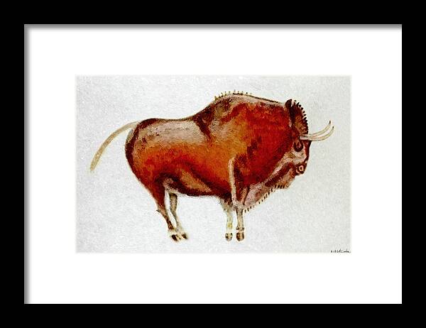 Altamira Framed Print featuring the digital art Altamira Prehistoric Bison by Weston Westmoreland