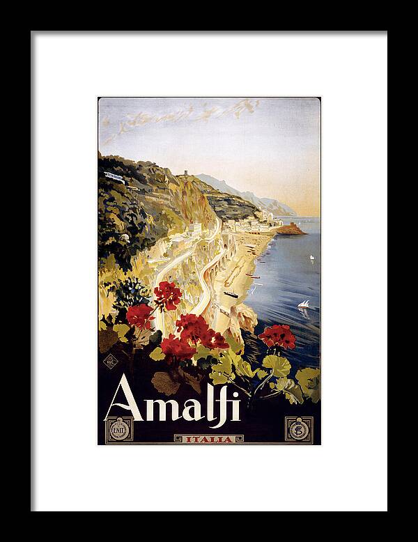 1910-1919 Framed Print featuring the photograph Amalfi Coast Travel Poster by Graphicaartis
