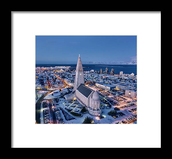 Church Framed Print featuring the photograph Amazing Building Of Hallgrimskirkja Church In Center Of Reykjavik by Cavan Images