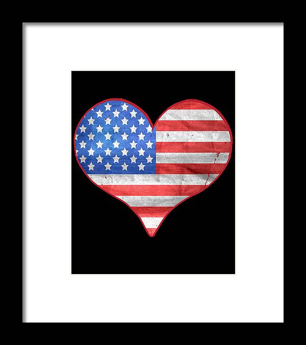 Funny Framed Print featuring the digital art American Flag Heart by Flippin Sweet Gear