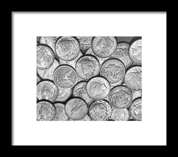 Coin Framed Print featuring the photograph American Liberty Silver Dollars by Bettmann