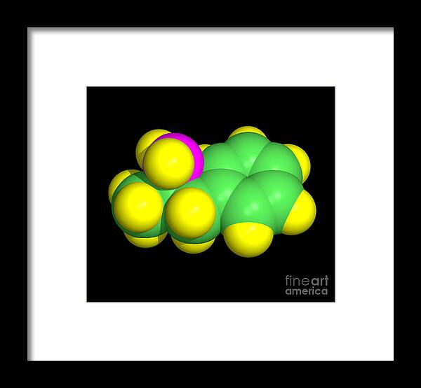 Molecule Framed Print featuring the photograph Amphetamine Drug Molecule by Prof. K.seddon & Dr. T.evans, Queen's University Belfast/science Photo Library