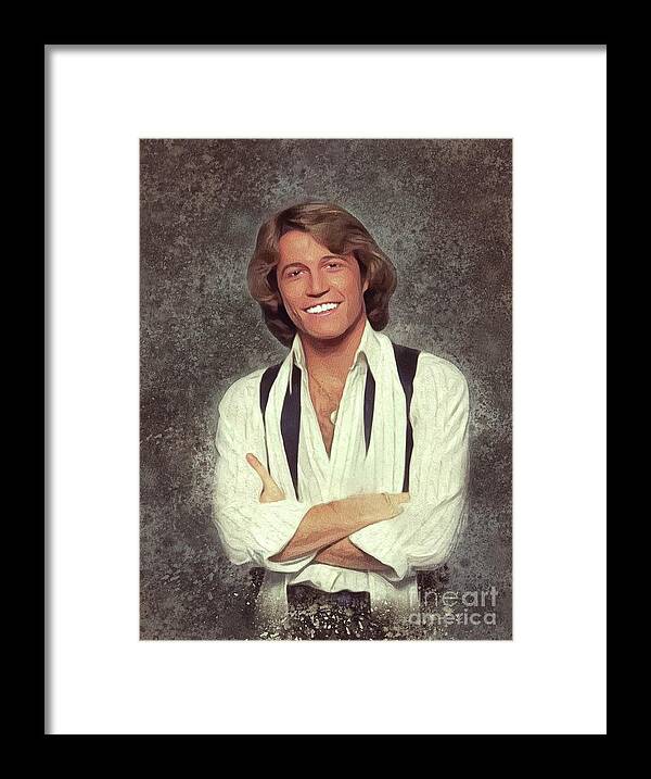 Andy Framed Print featuring the painting Andy Gibb, Music Legend by Esoterica Art Agency