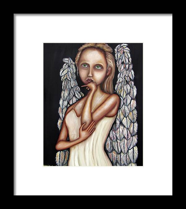 Angel Framed Print featuring the painting Angel Thoughts by Steve Shanks
