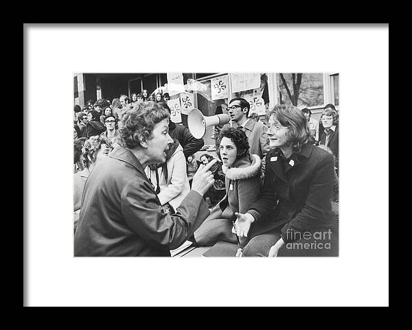 Belfast Framed Print featuring the photograph Angry Woman Talking To Demonstrators by Bettmann