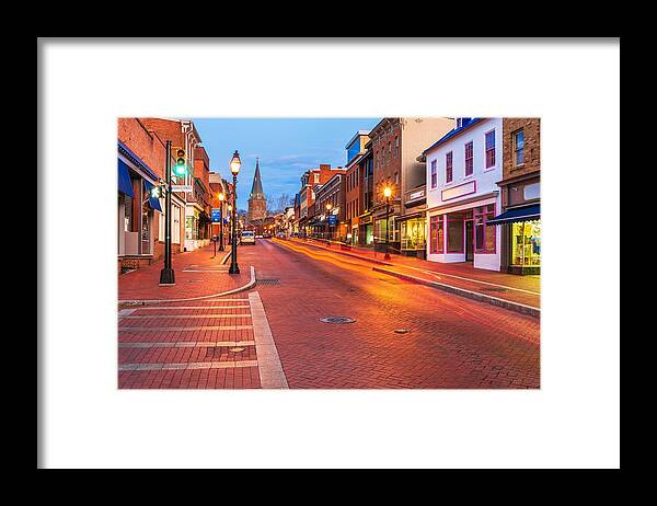 Cityscape Framed Print featuring the photograph Annapolis, Maryland, Usa Downtown by Sean Pavone