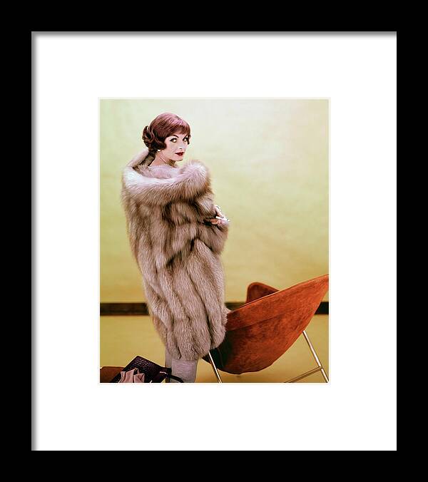 Fashion Framed Print featuring the photograph Anne St. Marie Wearing Fredrica by Henry Clarke