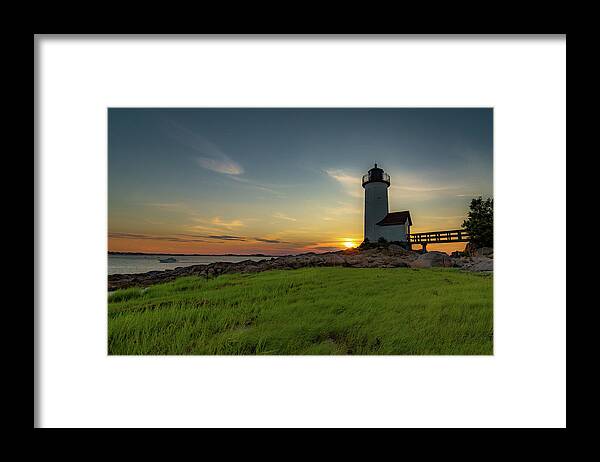 Lighthouse Framed Print featuring the photograph Annisquam Lighthouse Grass by Tim Kirchoff