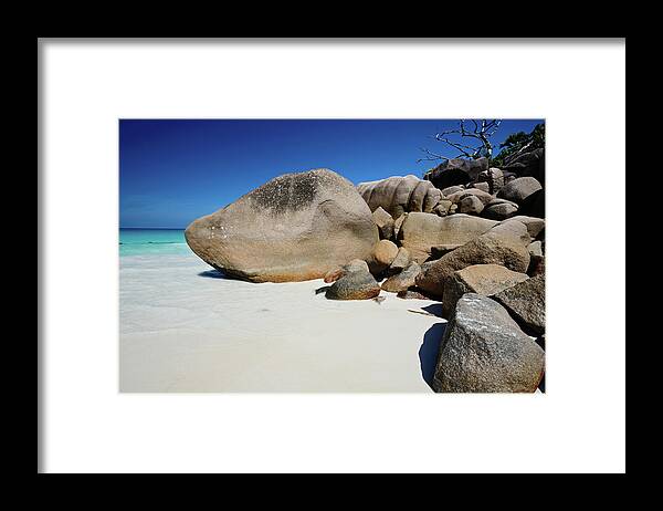 Tranquility Framed Print featuring the photograph Anse Lazio Beach by Dhmig Photography